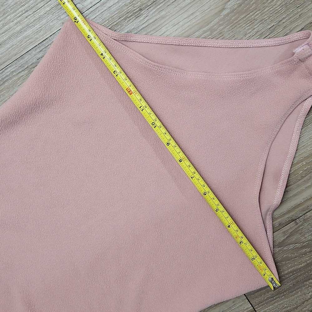 Women's Medium 6 Ruffled Short Sleeve Stretchy Pink Bodysuit - Picture 13 of 15